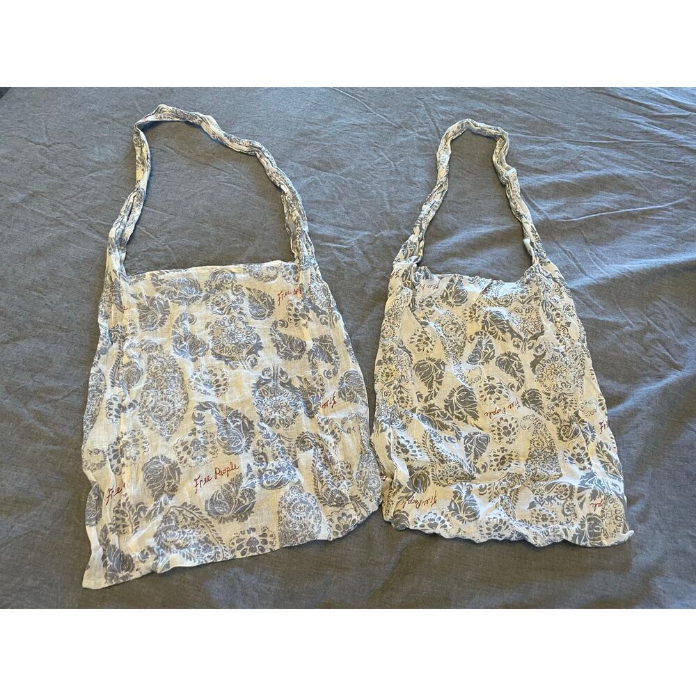 NWOT Lot of Two Free People Reusable Linen Shoulder Bags Light Blue